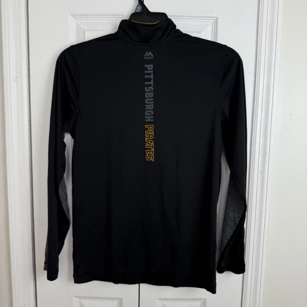 Majestic‎ Pittsburgh Pirates Pullover Quarter Zip Long Sleeve Shirt youth Lg - Picture 6 of 6